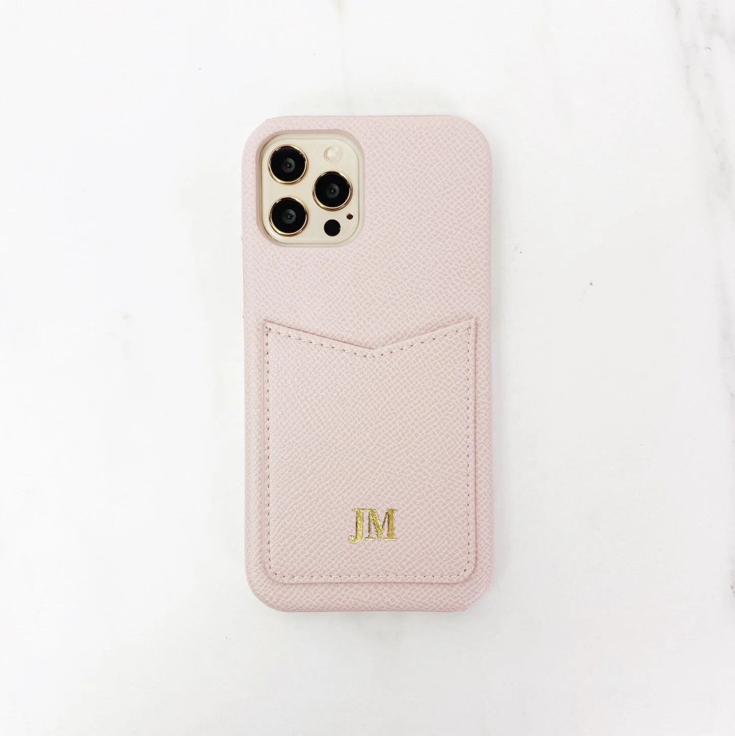 Personalized Custom Pink iPhone 13 Leather Card Holder Wallet Case
